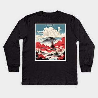 Fukushima Japan Vintage Poster Tourism Kids Long Sleeve T-Shirt